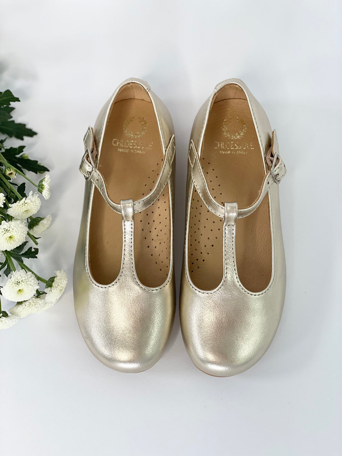Champagne Gold T-Bar Mary Janes