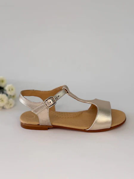 T-Bar Sandal Metallic Champagne Gold