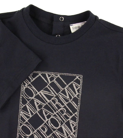 Navy T-Shirt With Grey Logo