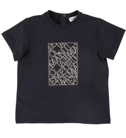 Navy T-Shirt With Grey Logo