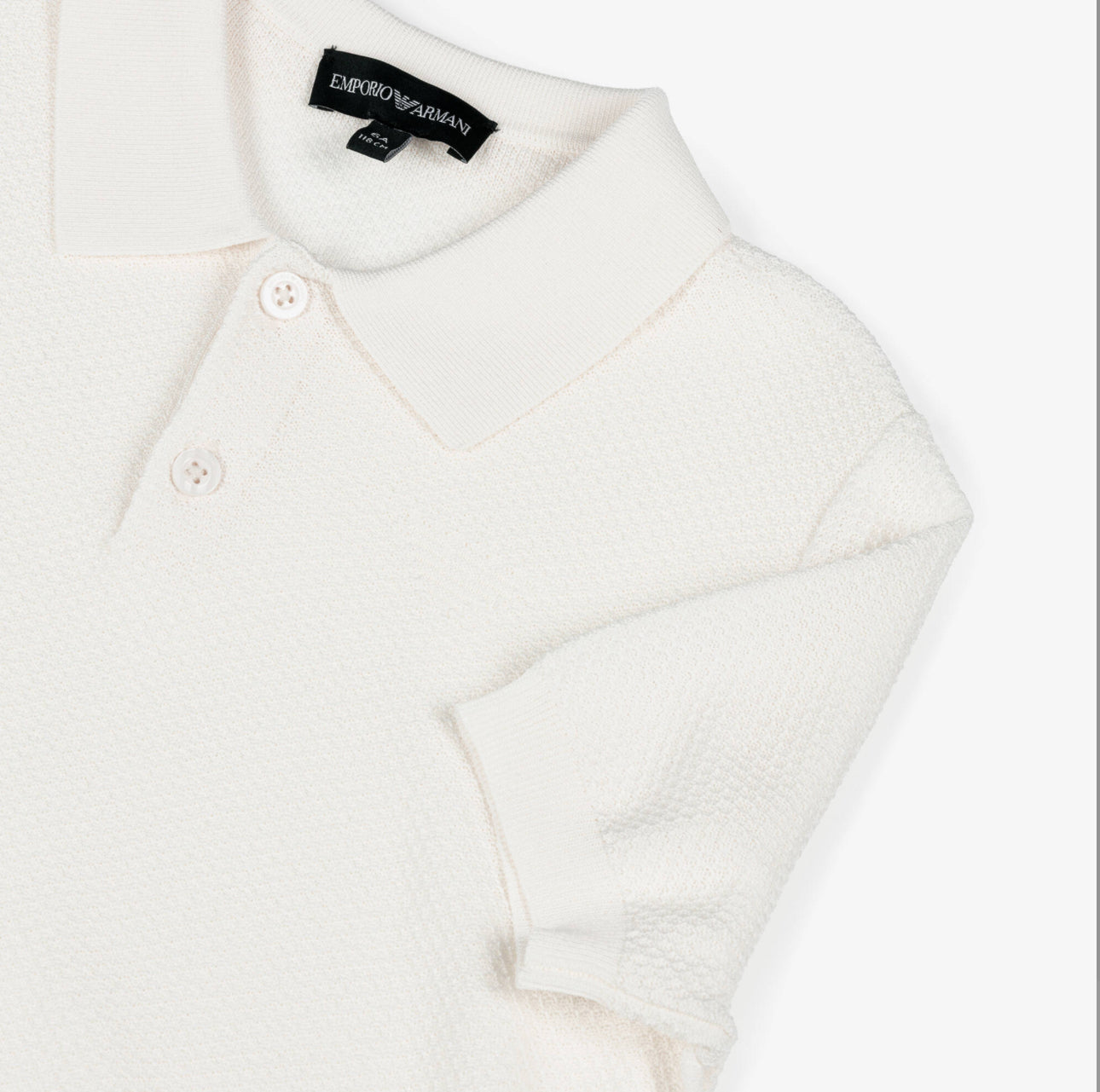 Boys Textured Knit Polo Top Emporio Armani