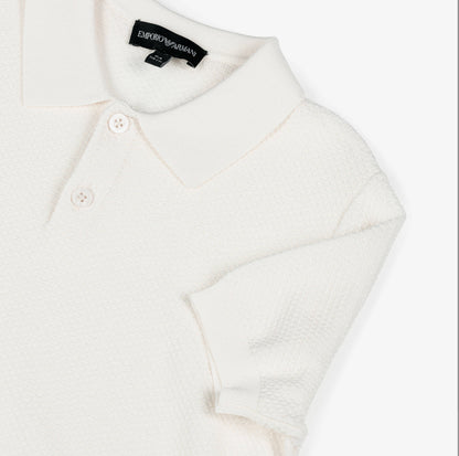 Boys Textured Knit Polo Top Emporio Armani