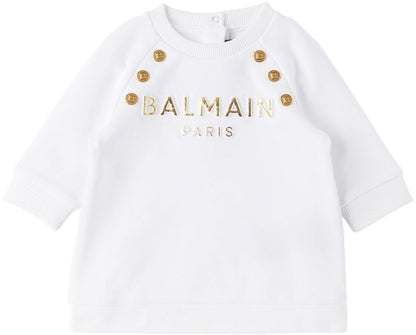 Baby White Embossed Dress &amp; Briefs Set