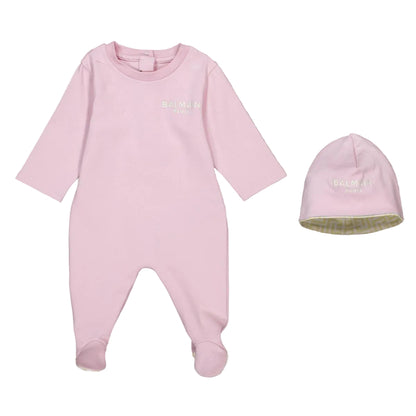 Logo-Embroidered Cotton Footed Romper &amp; Beanie Set