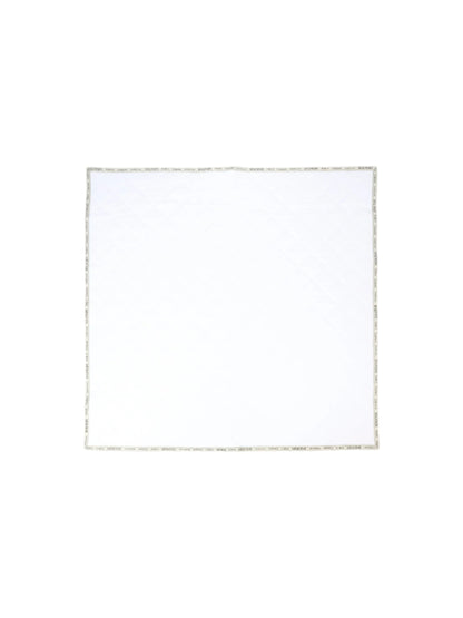 White square with a gold border on a white background
