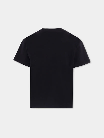 Kids’ Cotton Crew-Neck Tee with Balmain Paris Logo Print