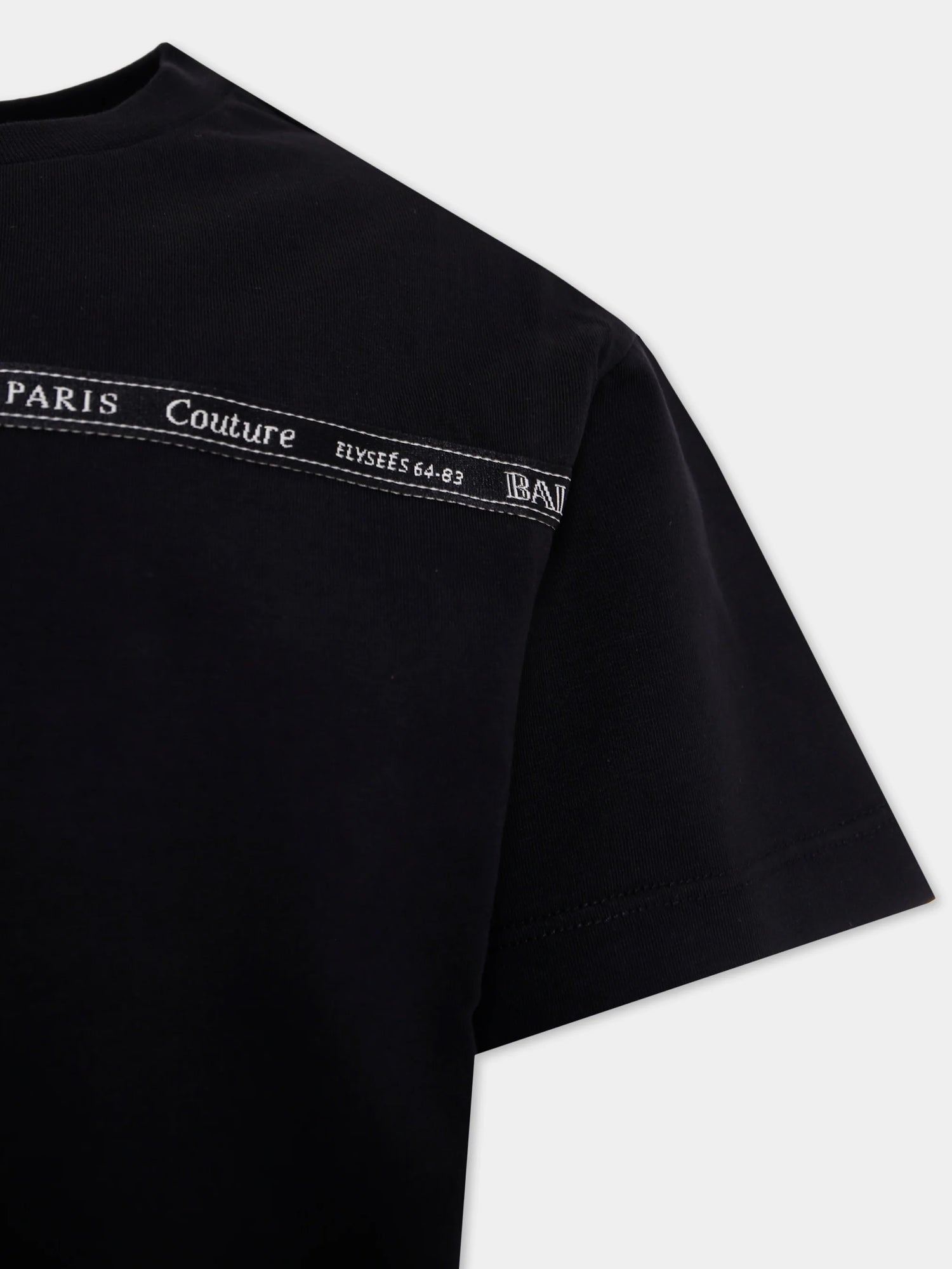 Kids’ Cotton Crew-Neck Tee with Balmain Paris Logo Print