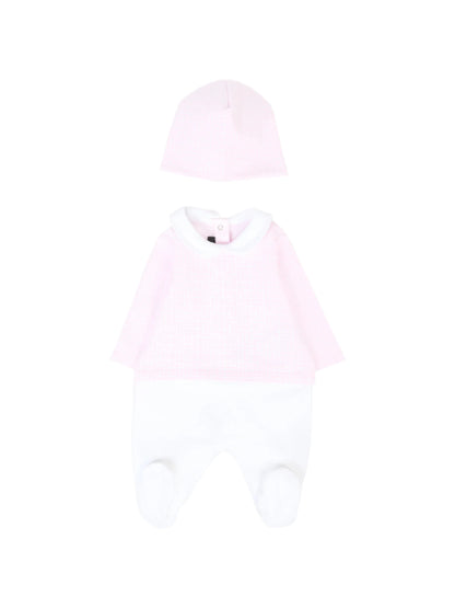 White hoodie with pink hood on a light gray background