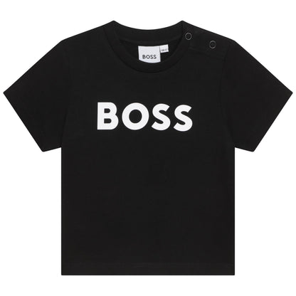 Cotton Jersey Short Sleeve T-Shirt with Shoulder Snap and Logo