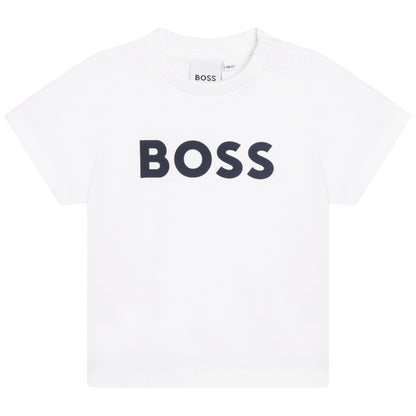 Cotton Jersey Short Sleeve T-Shirt with Shoulder Snap and Logo