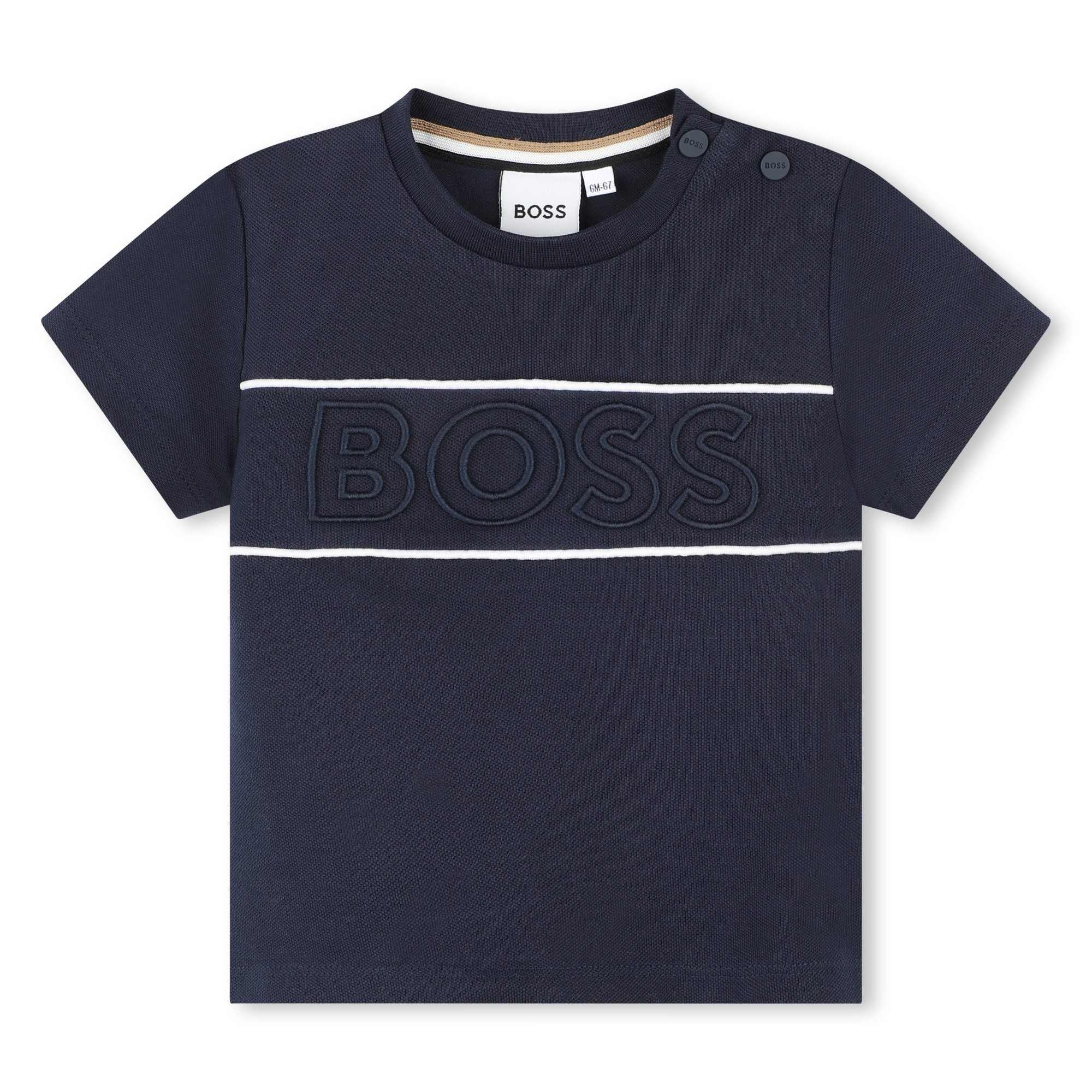 Hugo Boss Short Sleeve Cotton-Elastane Piqué Tee-Shirt with Embroidered Logo | Schools Out