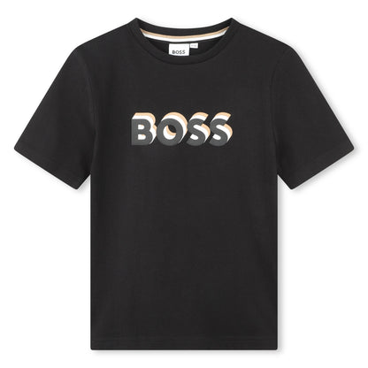 Hugo Boss Short Sleeve Cotton Tee-Shirt with Embossed Logo | Schools Out