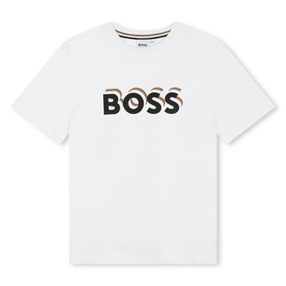 Hugo Boss Short Sleeve Cotton Tee-Shirt with Embossed Logo | Schools Out