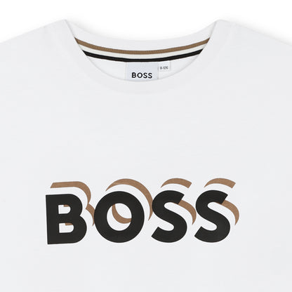 Hugo Boss Short Sleeve Cotton Tee-Shirt with Embossed Logo | Schools Out