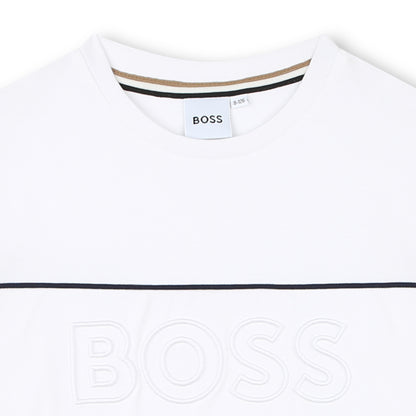 Hugo Boss Short Sleeve Piqué Cotton-Elastane Tee-Shirt with Contrast Piping | Schools Out