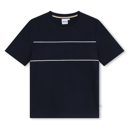 Hugo Boss Short Sleeve Piqué Cotton-Elastane Tee-Shirt with Contrast Piping | Schools Out