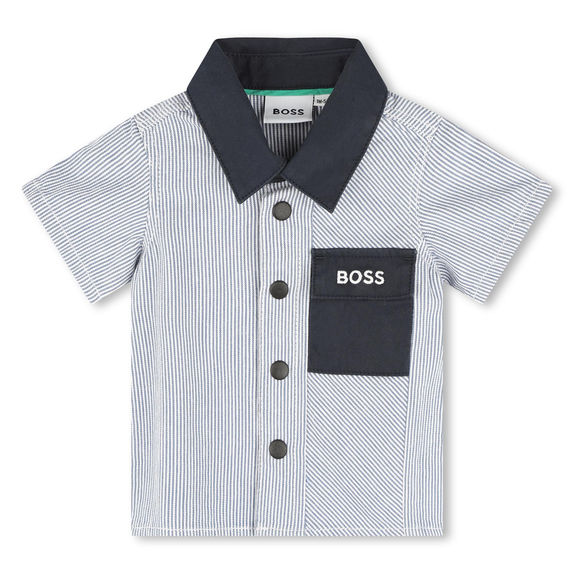 Hugo Boss Striped Cotton Twill Shorts and Tank Top Set with Embroidered Details | Schools Out