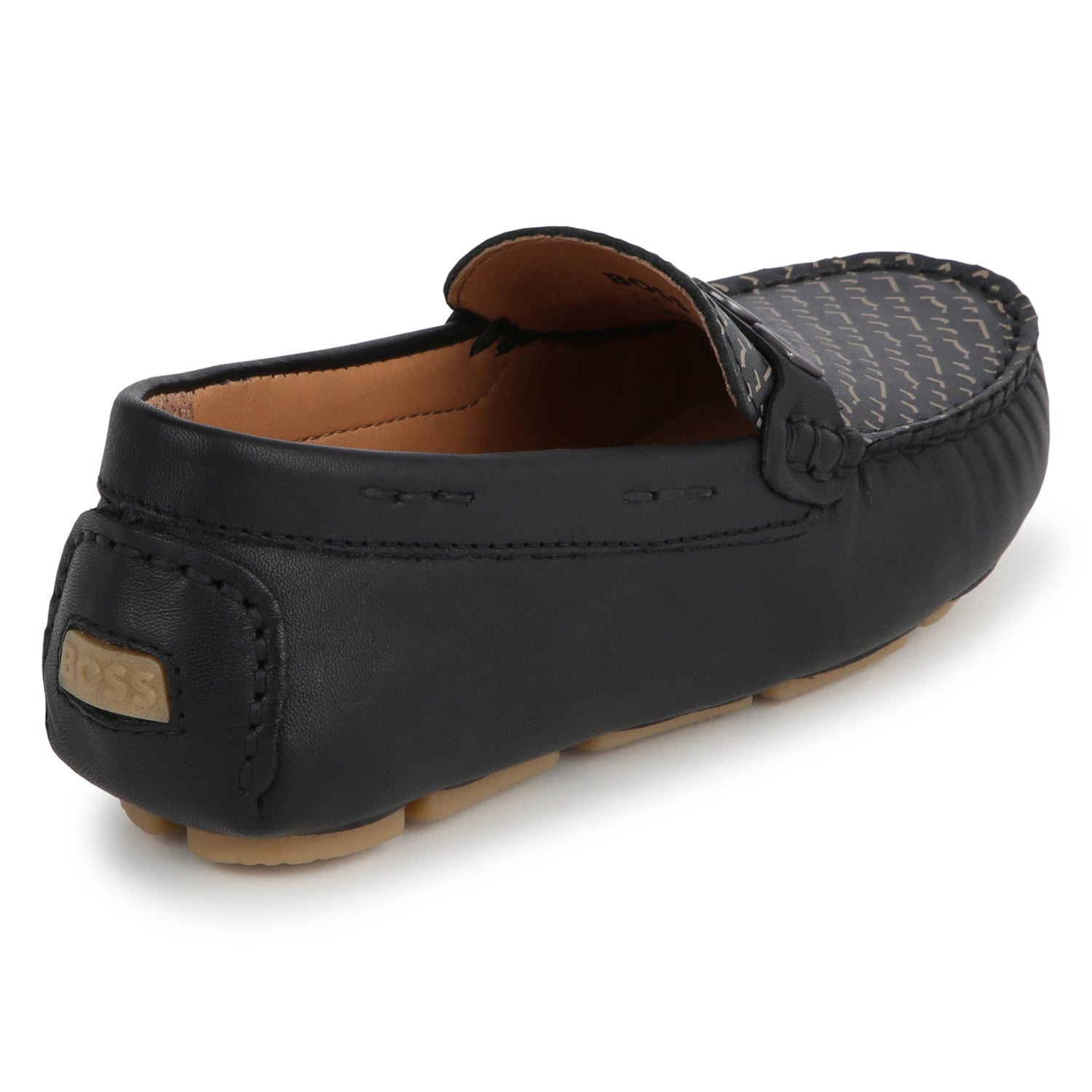 Hugo Boss Leather Moccasins with Metallic Brand | Schools Out