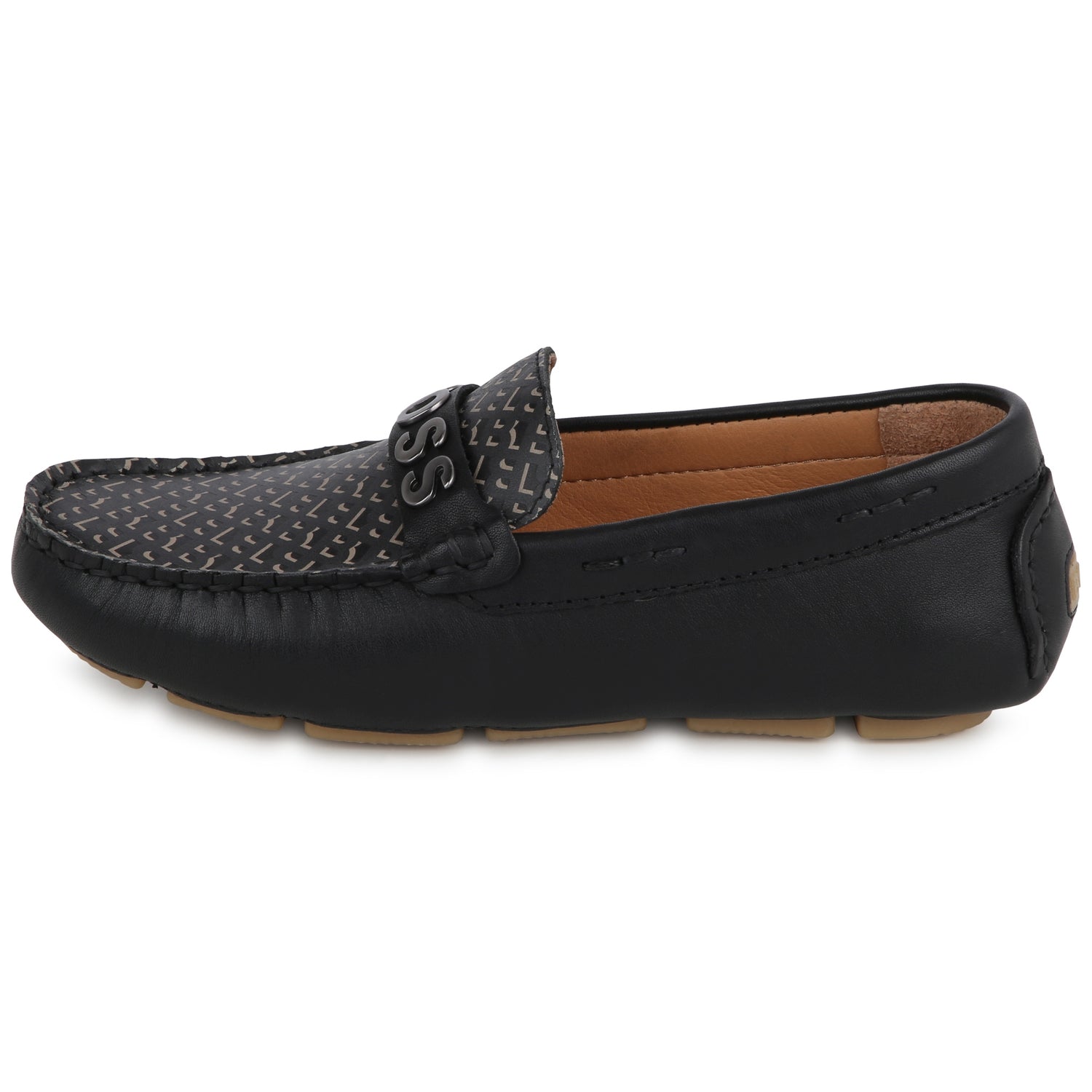 Hugo Boss Leather Moccasins with Metallic Brand | Schools Out