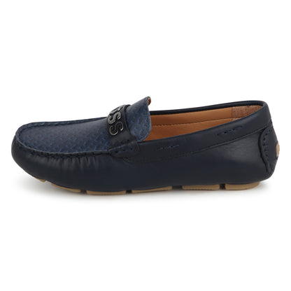 Hugo Boss Leather Moccasins with Metallic Brand | Schools Out