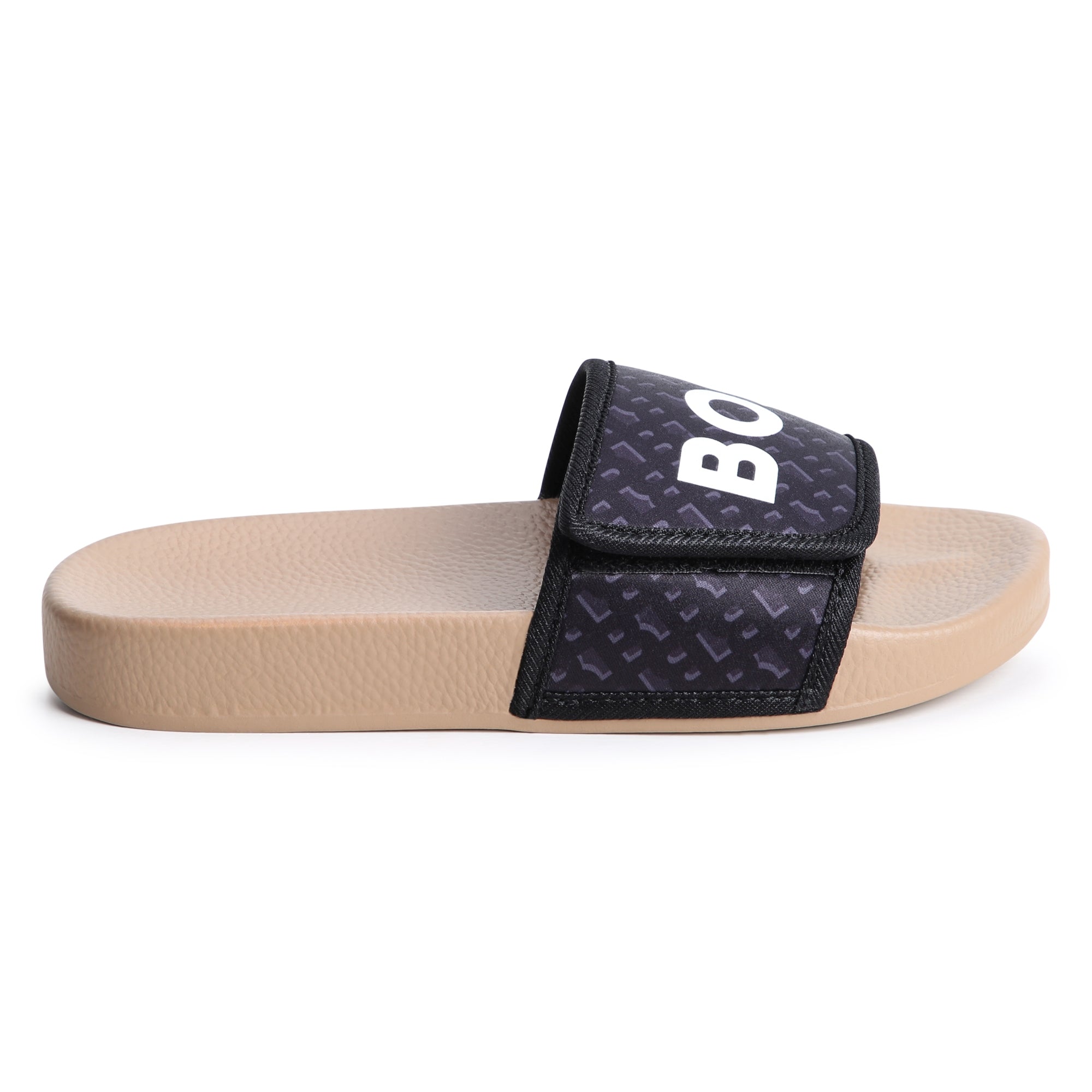 Hugo Boss Aqua Slides with Monogram and Hook &amp; Loop Closure | Schools Out