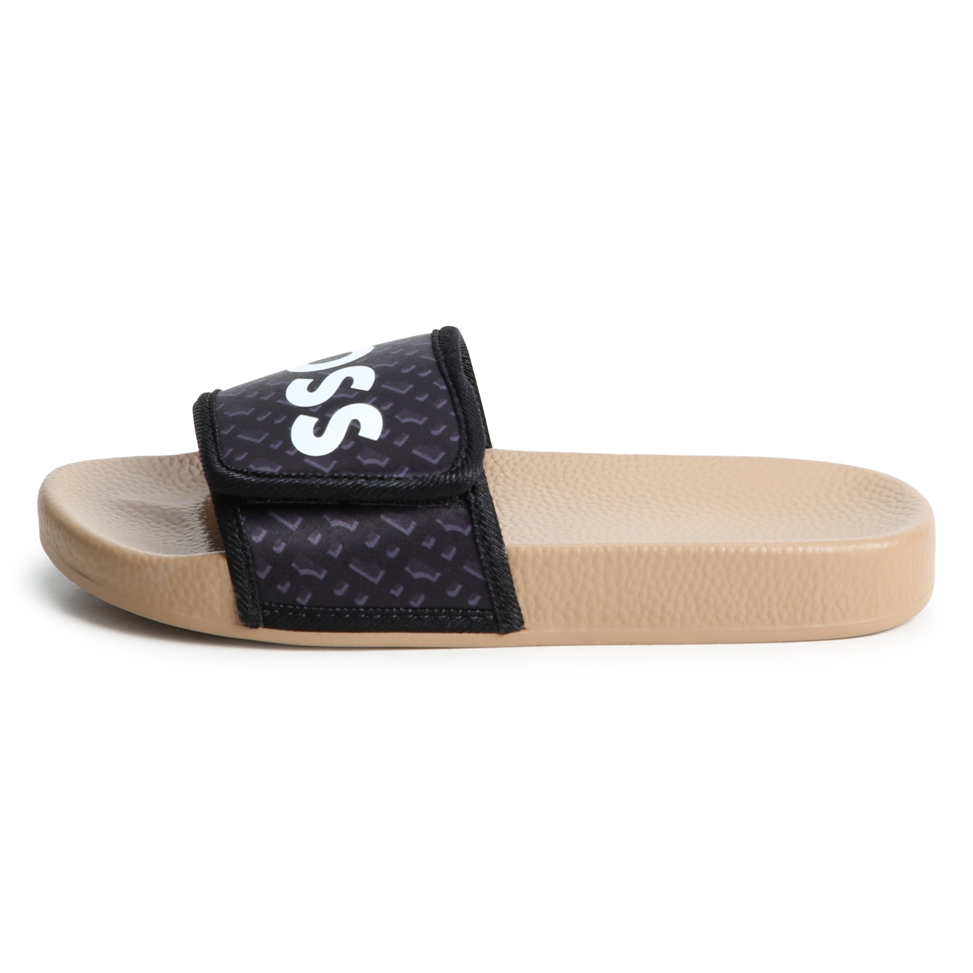 Hugo Boss Aqua Slides with Monogram and Hook &amp; Loop Closure | Schools Out