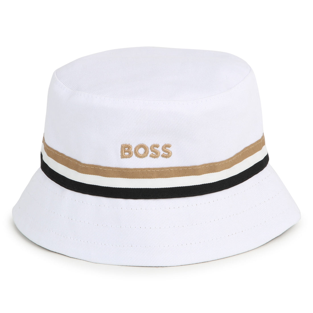 Hugo Boss Reversible Cotton Twill Bucket Hat with Tricolor Stripes | Schools Out