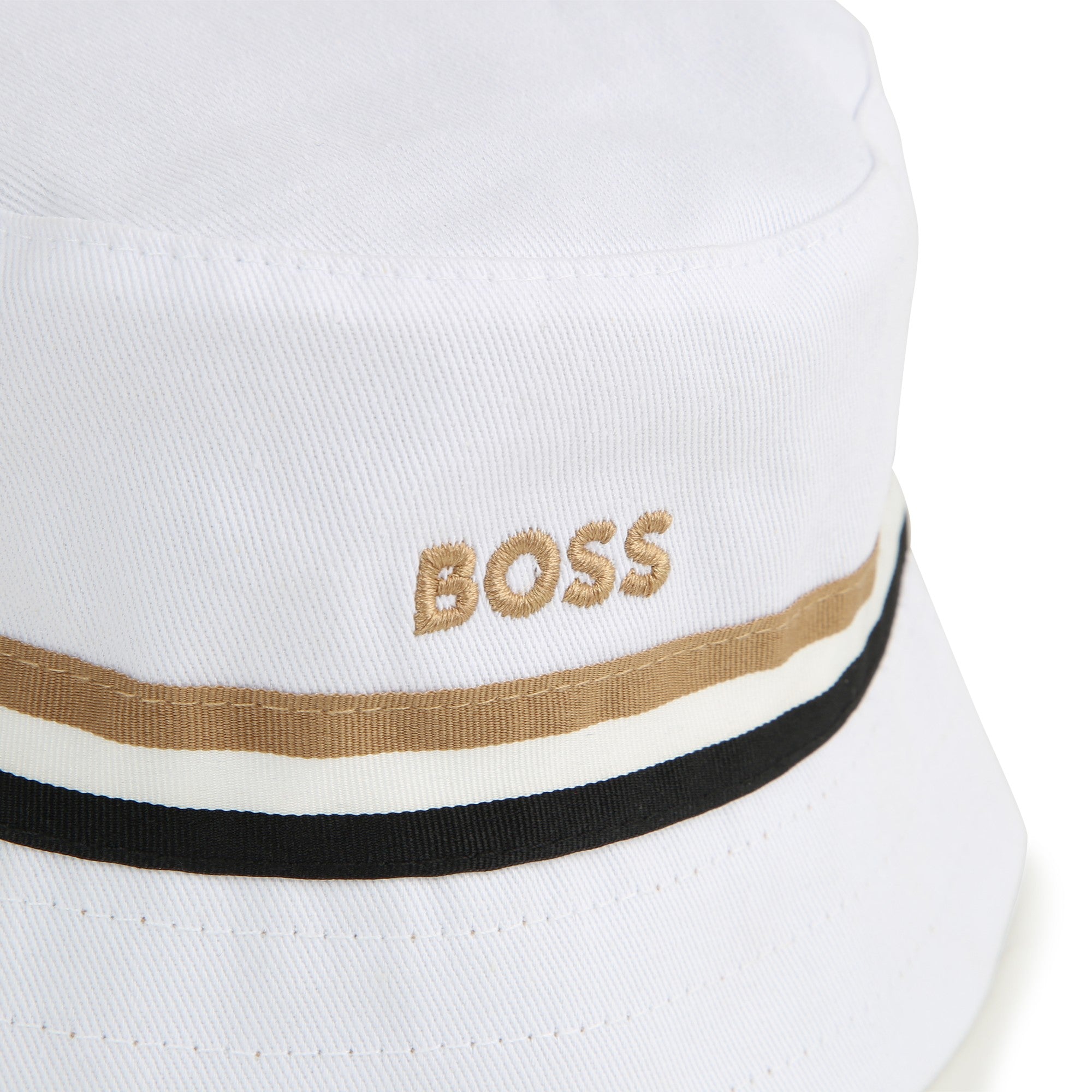 Hugo Boss Reversible Cotton Twill Bucket Hat with Tricolor Stripes | Schools Out