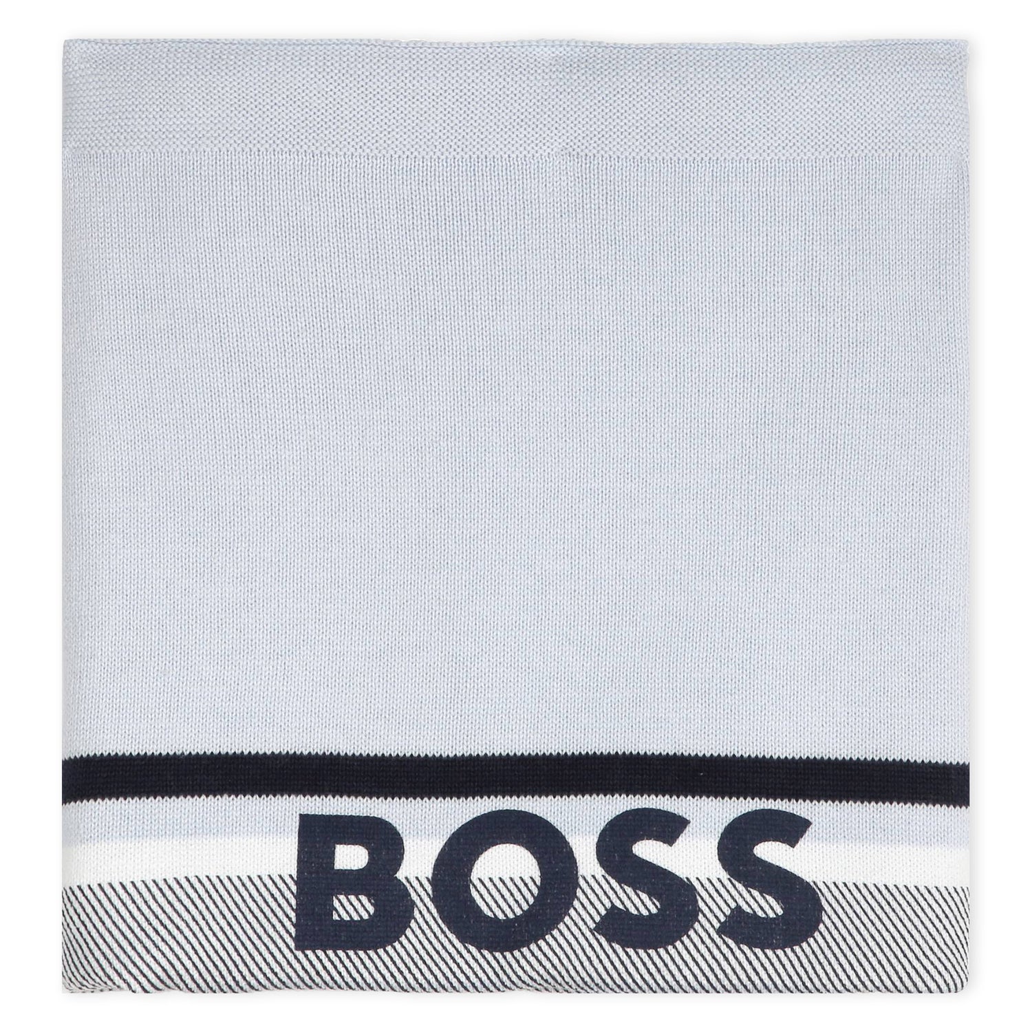 Hugo Boss My First Cotton Knit Blanket with Jacquard Branded Print | Schools Out