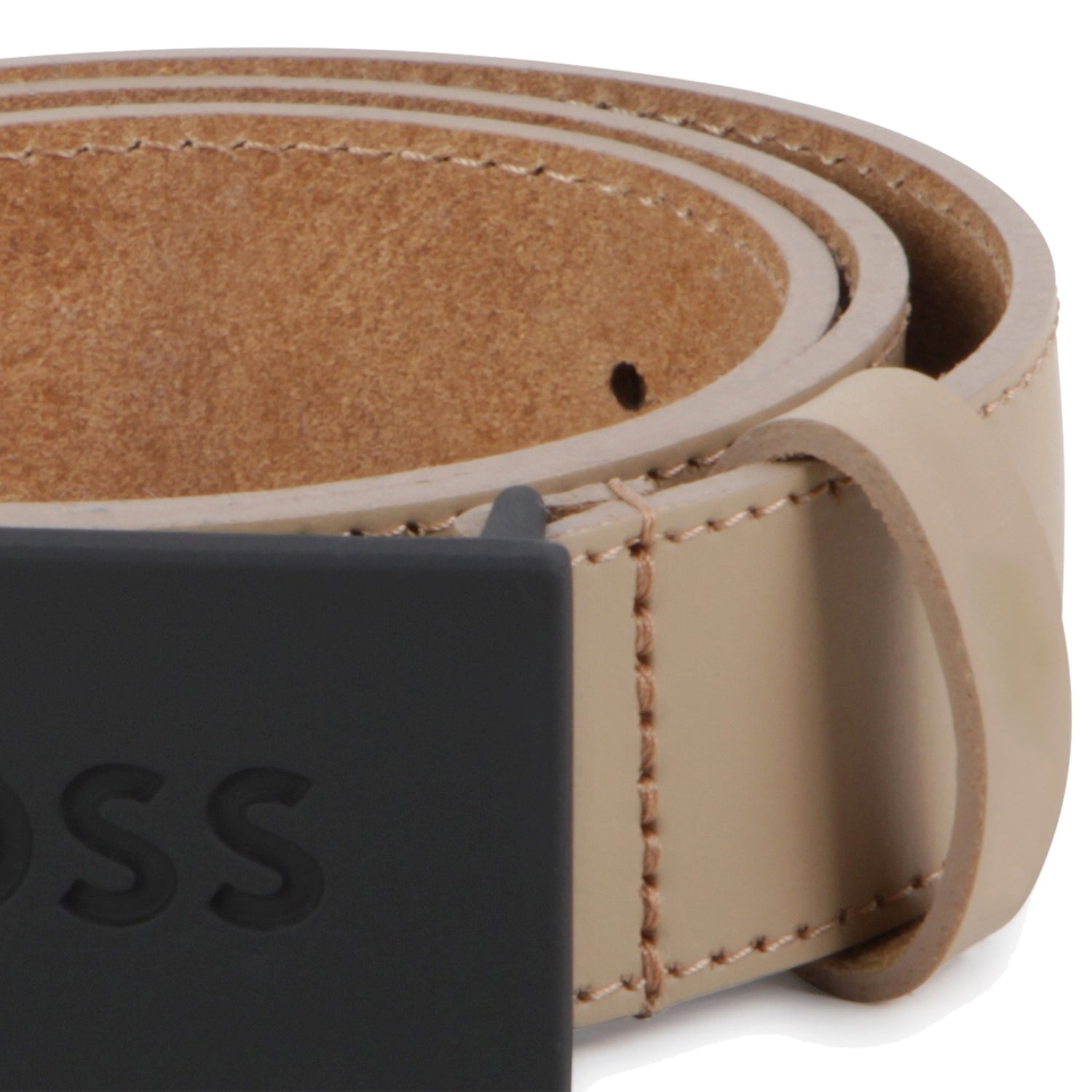 Hugo Boss Cow Leather Belt with Embossed Metal Buckle | Schools Out