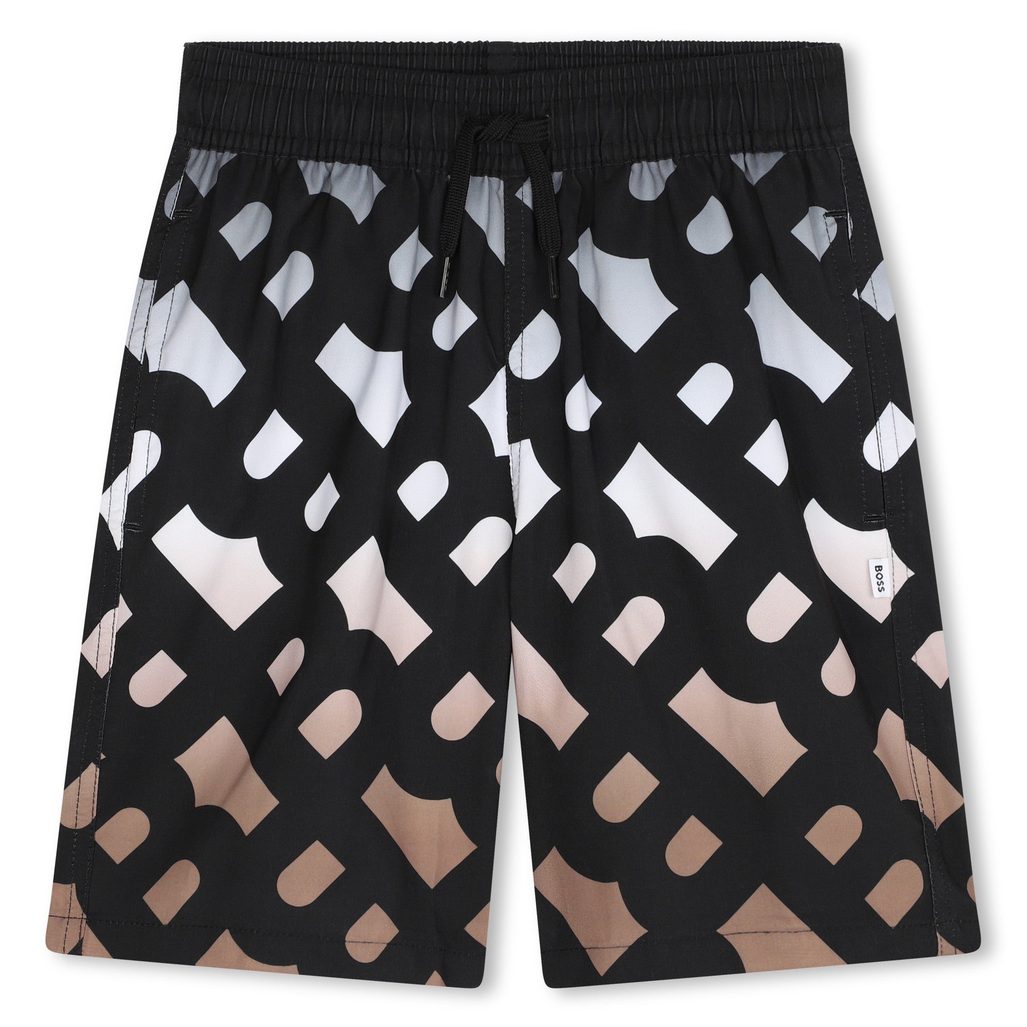 Monogrammed Black Swim Shorts