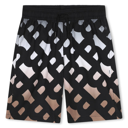 Monogrammed Black Swim Shorts