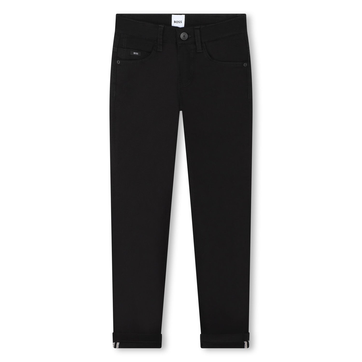 Adjustable Waist Black Denim Trousers