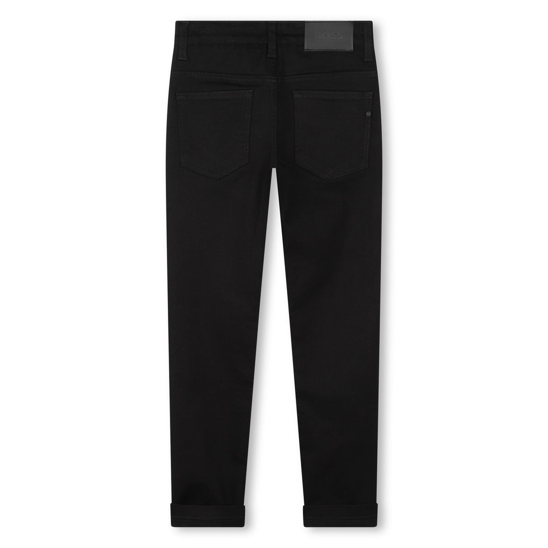 Adjustable Waist Black Denim Trousers