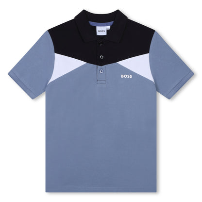 Medium Grey Colour Block Polo Shirt