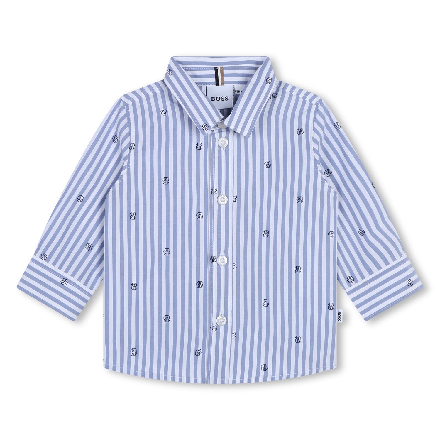 Woven Stripes Long Sleeve Shirt with Double B Print