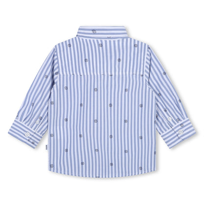 Woven Stripes Long Sleeve Shirt with Double B Print