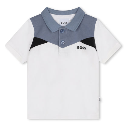 White Colour Block Polo Shirt