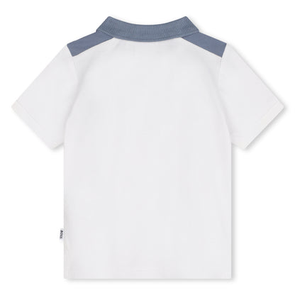 White Colour Block Polo Shirt