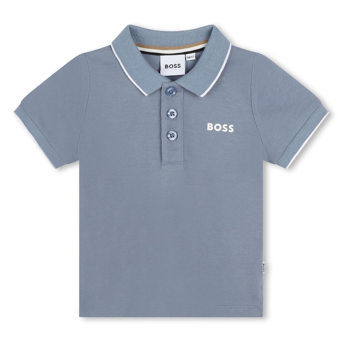 Medium Grey Contrast Print Polo Shirt