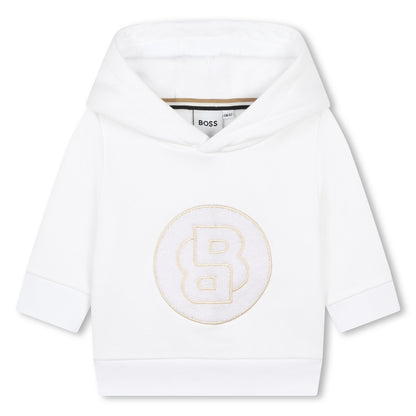 White Hooded Sweatshirt with Embroidery