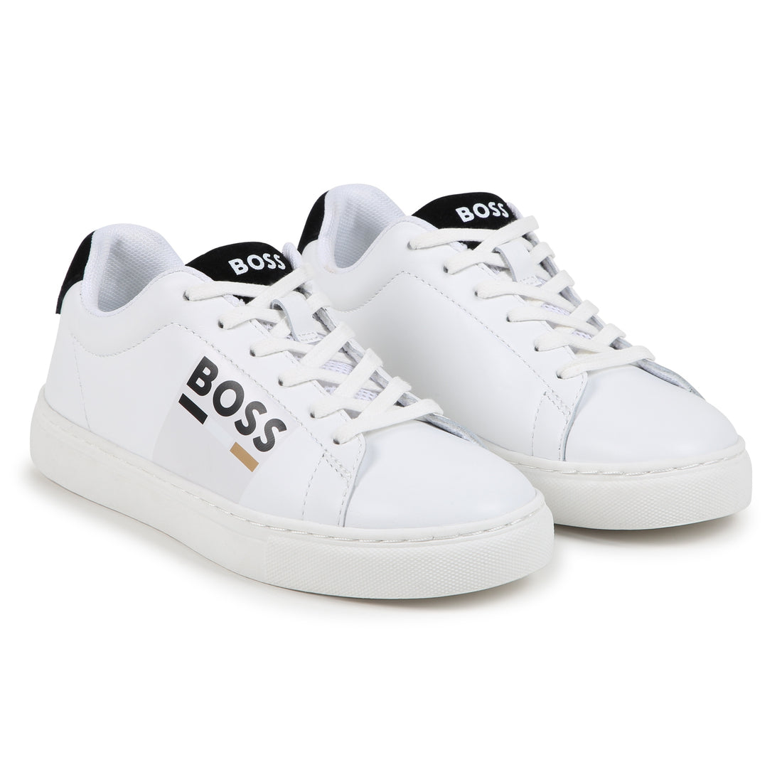 White Branded Print Trainers