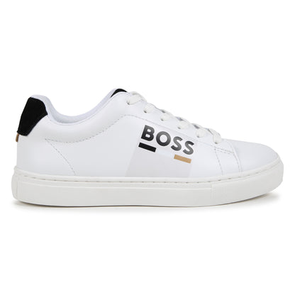 White Branded Print Trainers