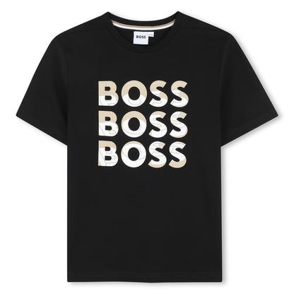 Hugo Boss Short-Sleeved Tee with Multilogo Design