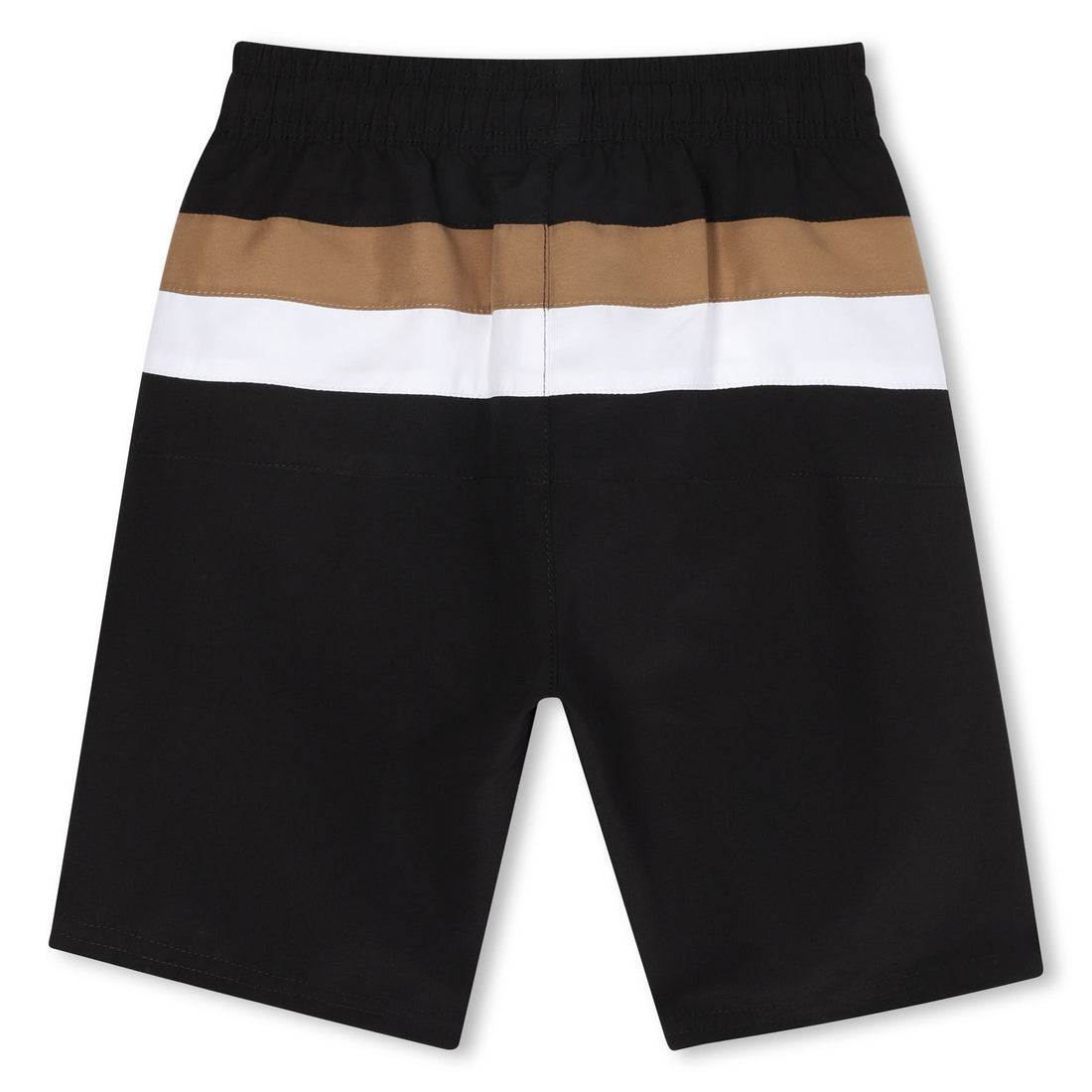 Striped Polyester Swim Shorts with Logo Print