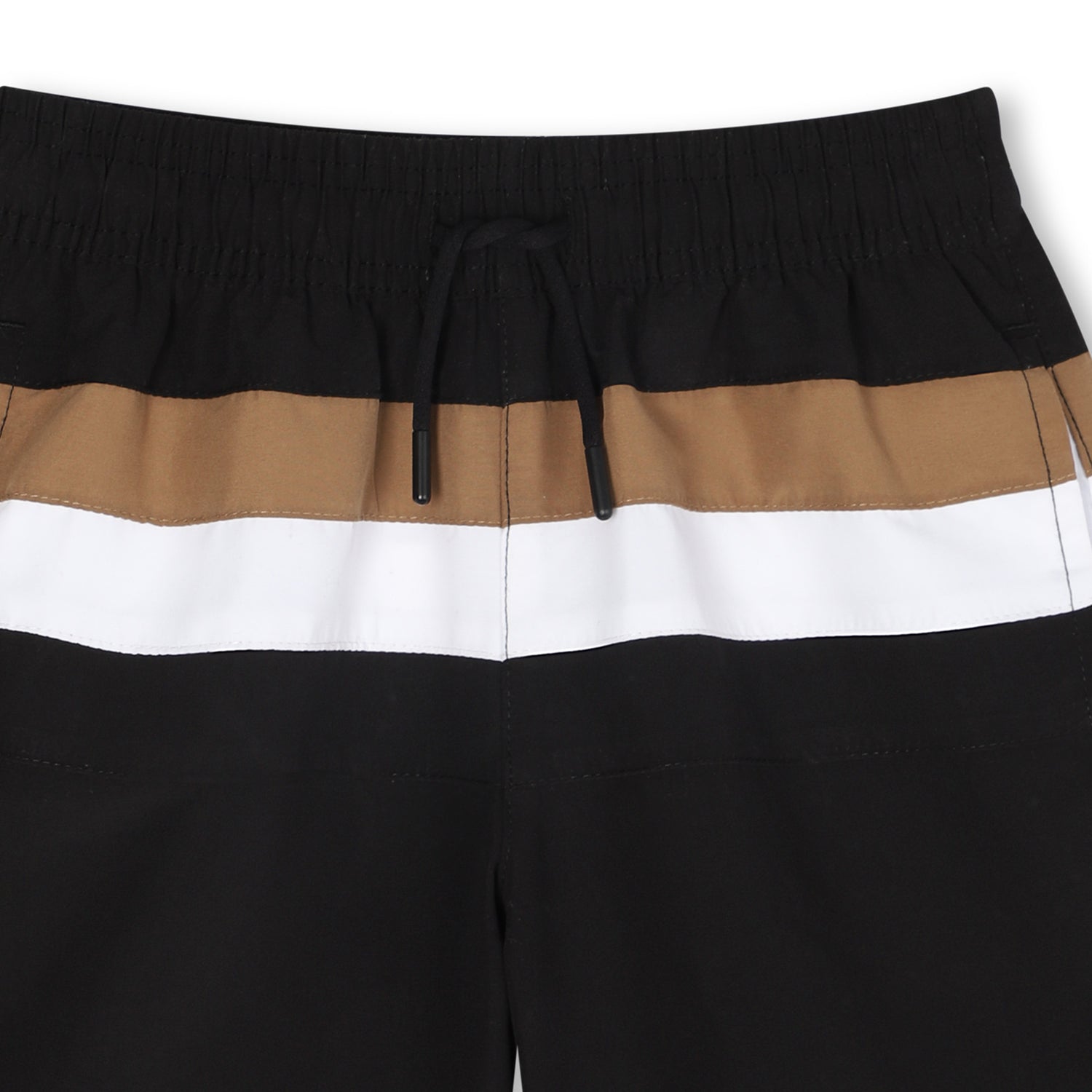 Striped Polyester Swim Shorts with Logo Print