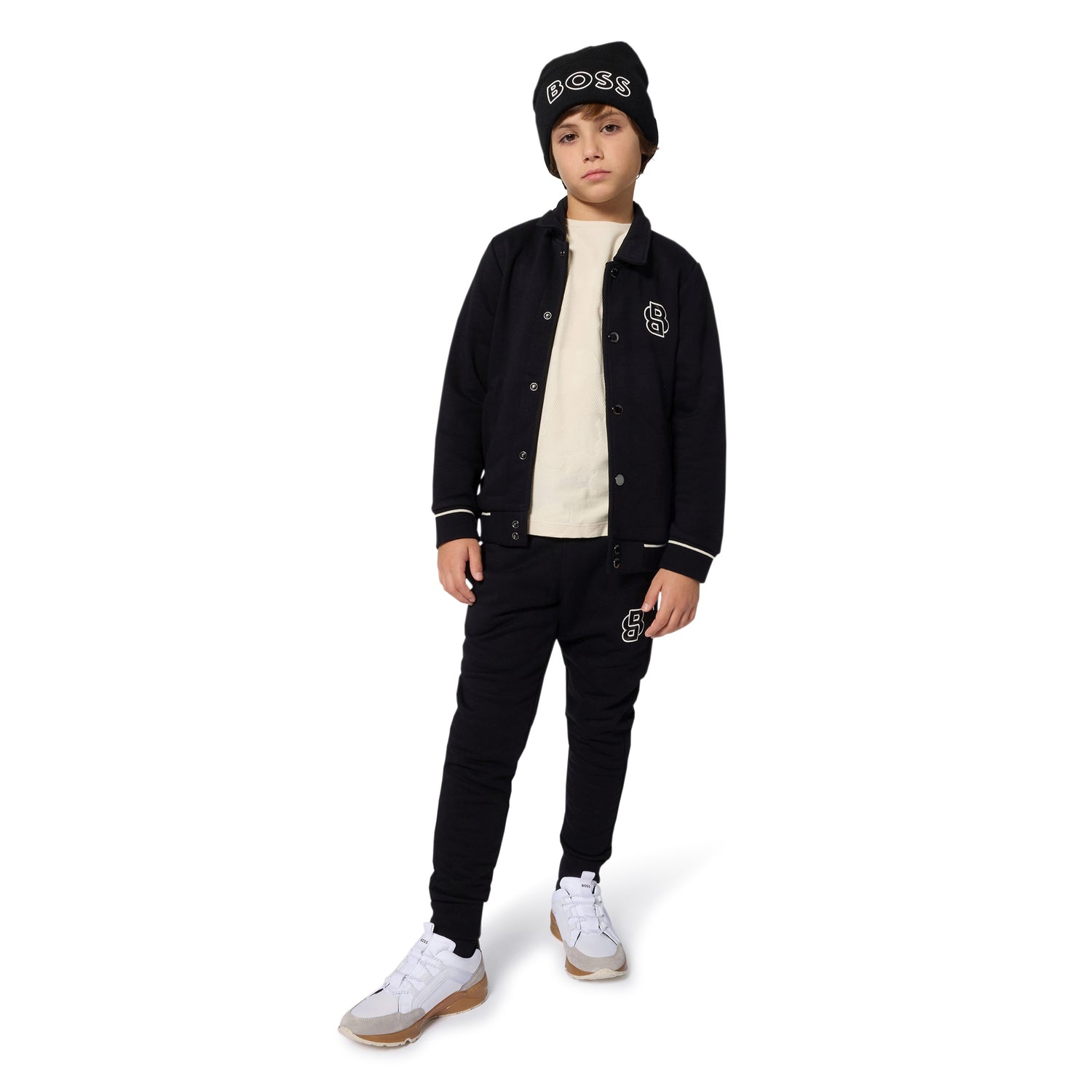 Brushed Fleece Jogging Bottoms with Contrasting Waist Stripe