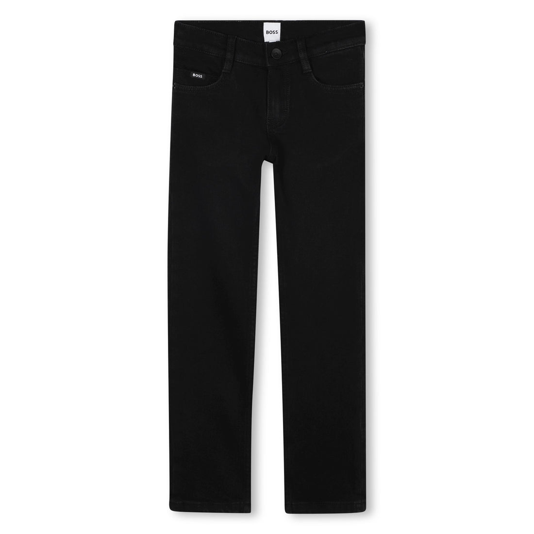 Black Stretch Denim Jeans with Logo Embroidery
