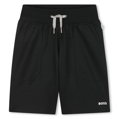 Cotton Piqué Jogging Shorts with Patch Pockets and Logo Details
