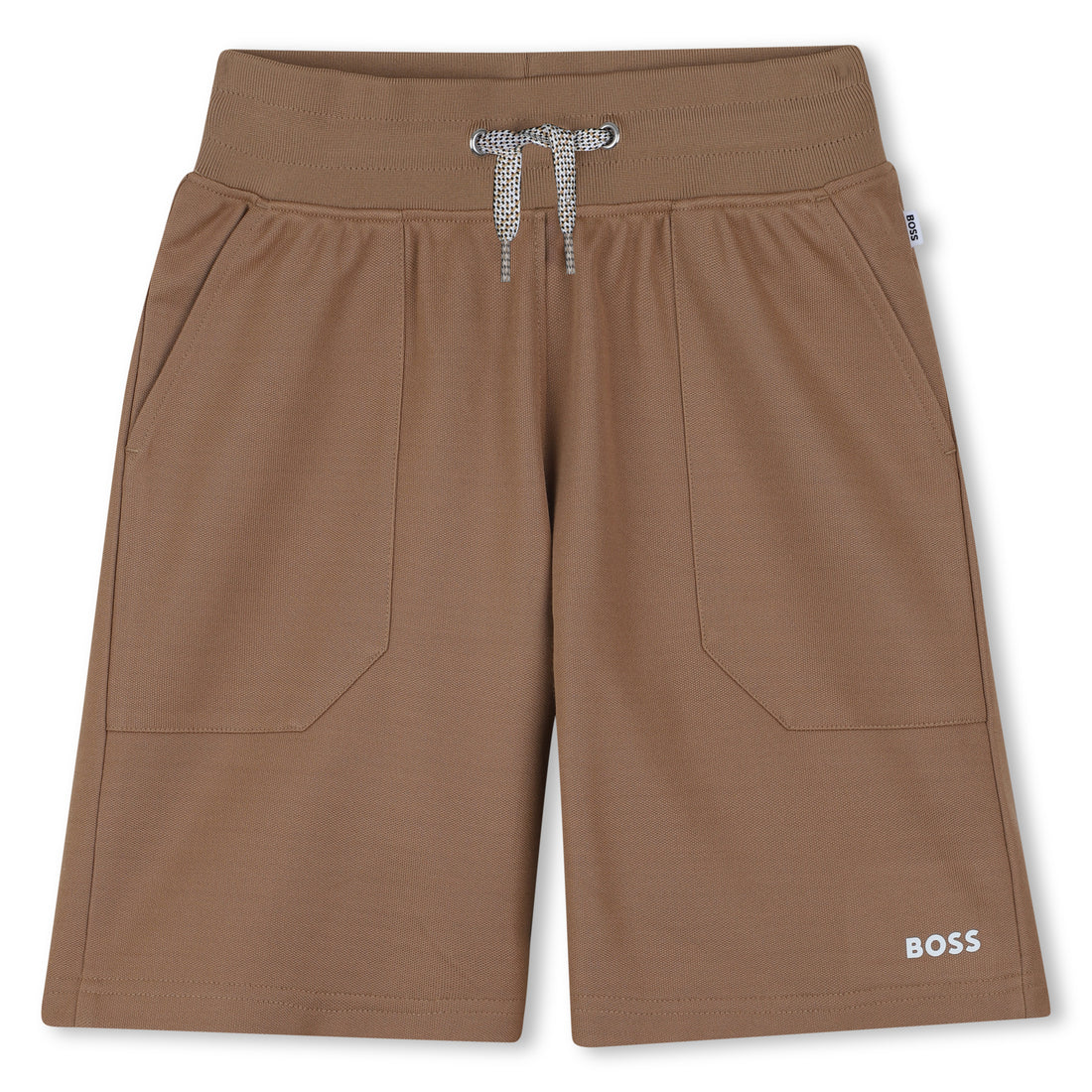 Cotton Piqué Jogging Shorts with Patch Pockets and Logo Details
